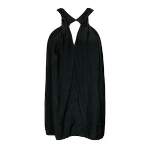 Ramy Brook Tank Shirt Womens Sz M Black Silky‎ Twist Top Cami Halter Base Layer